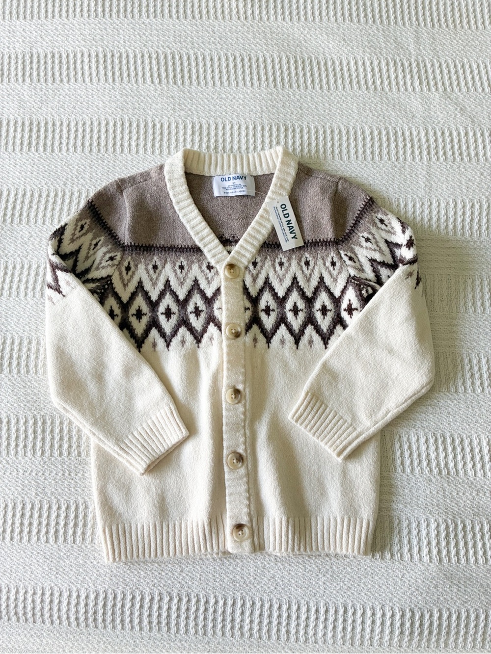 NWT Old Navy Cream & Brown Fair Isle Knit Cardigan